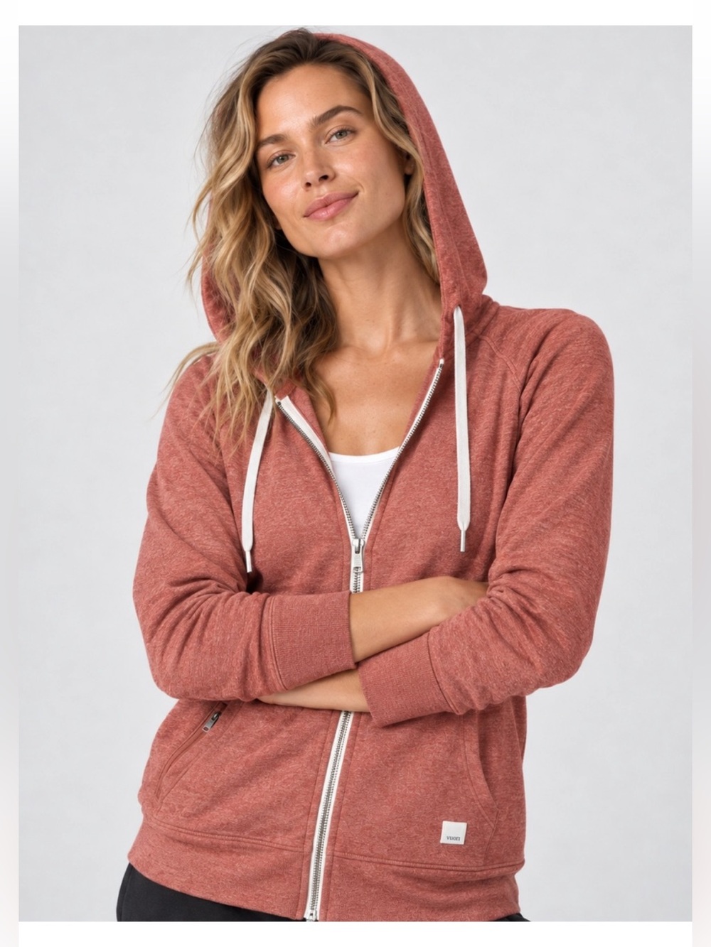 Vuori Halo Performance Hoodie Orange Cinnamon Heather XS
